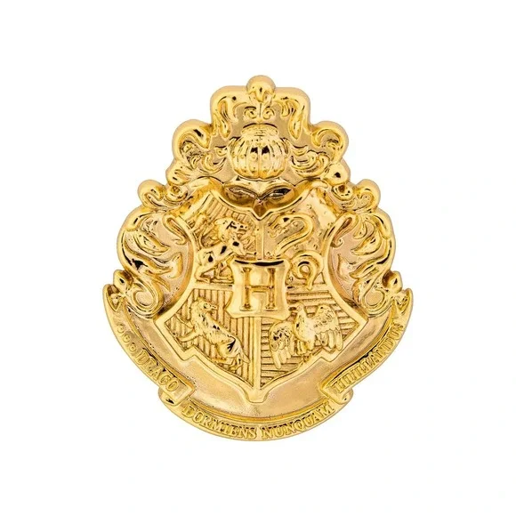 Harry Potter Hogwarts Golden Crest Pewter Lapel Pin Gold - Picture 2 of 2